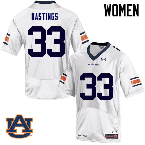 Women Auburn Tigers #33 Will Hastings College Football Jerseys Sale-White